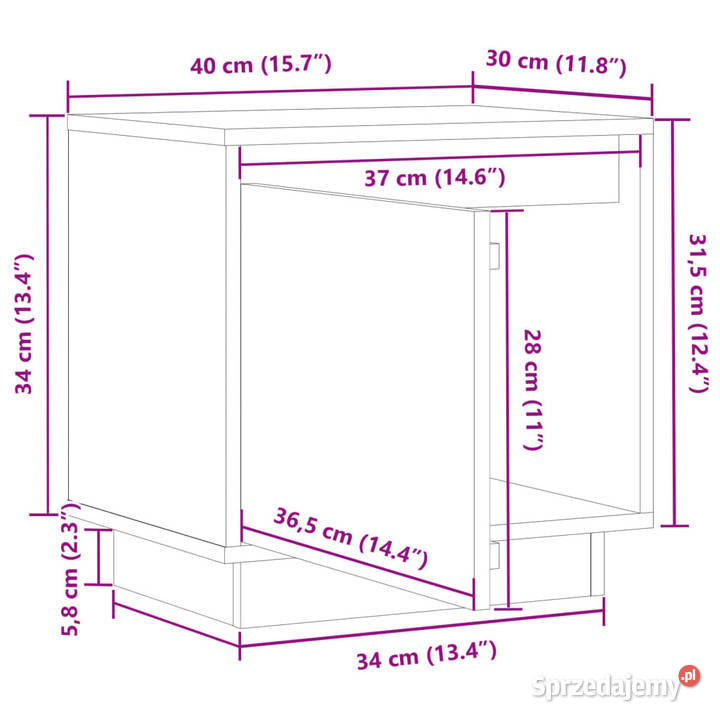 Szafka nocna biała 40x30x40 lite drewno sosnowe Warszawa