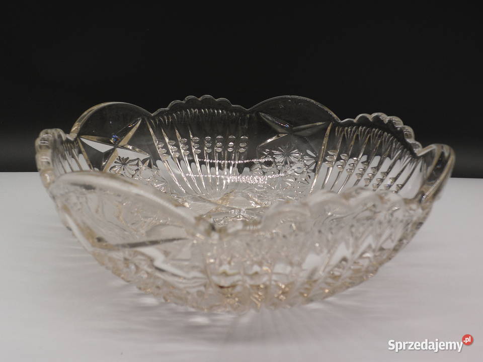 Masywna antyczna szklana misa z czasów PRLu Porcelana i szkło Raszków sprzedam