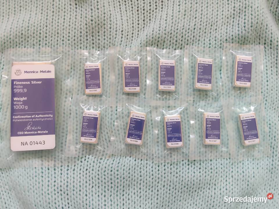 Sztabka srebra sztabki 9999 Mennica Metale Warszawa