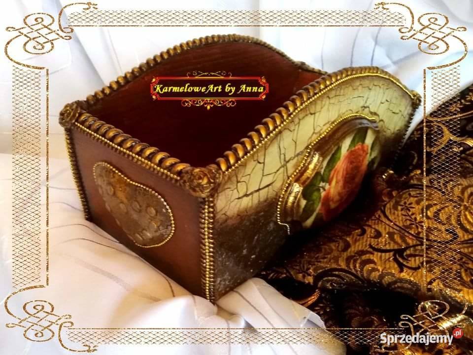 Pojemnik organizer decoupage rękodzieło Warszawa