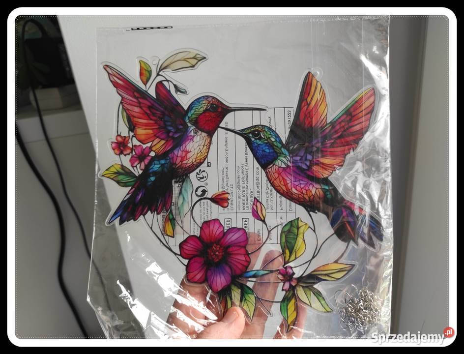 Witraż ozdoba dekoracja okienna ptaki kolibry