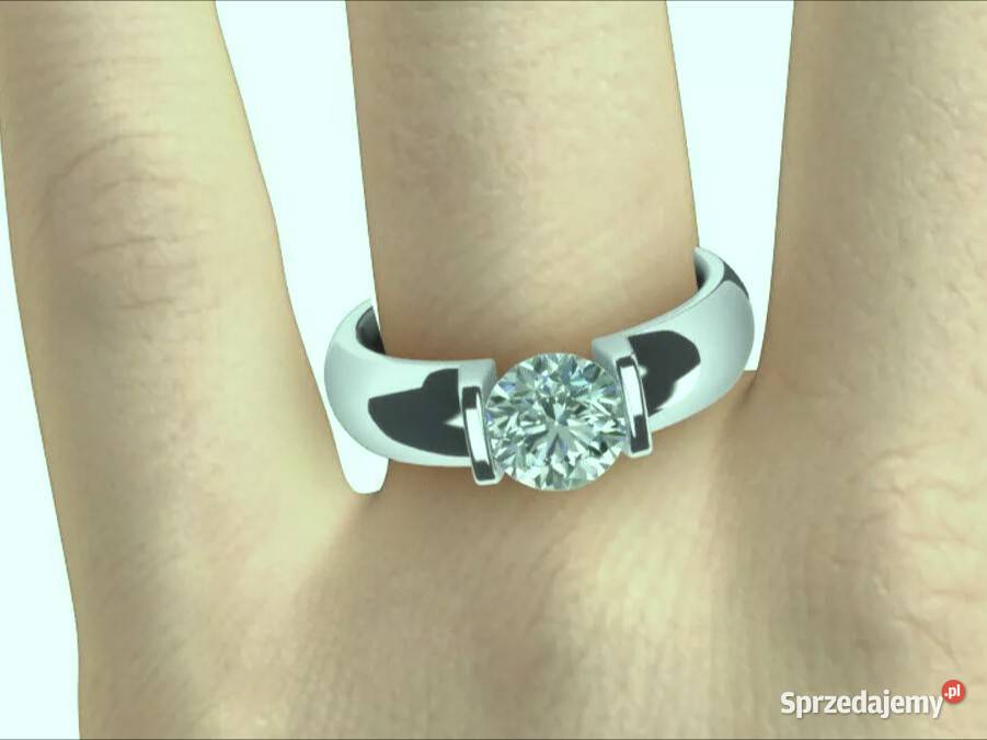 White Okrągły moissanit Diament Obrączka ślubna podlaskie Białystok