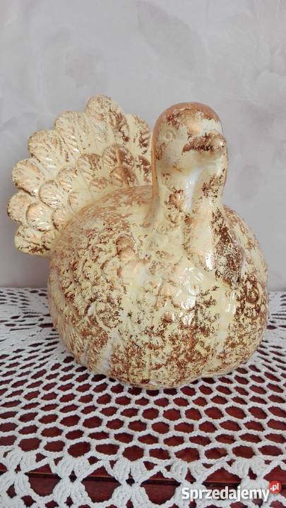 Indyk ptak figura z porcelany wielokolorowy Dekoracje i ozdoby podlaskie Białystok