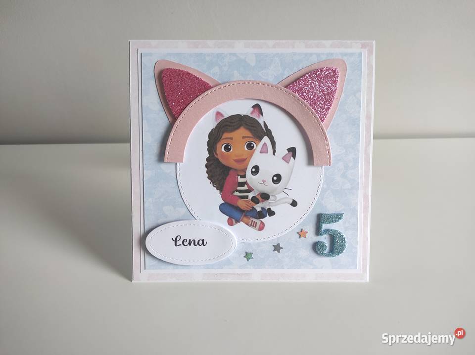 Kartka ręcznie robiona urodzinowa Koci Domek