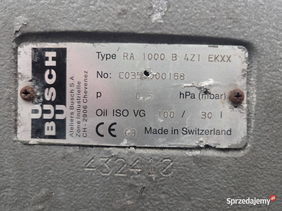 BUSCH R5 RA 1000 B Rotacyjna pompa próżniowa Produkcja Krotoszyn sprzedam