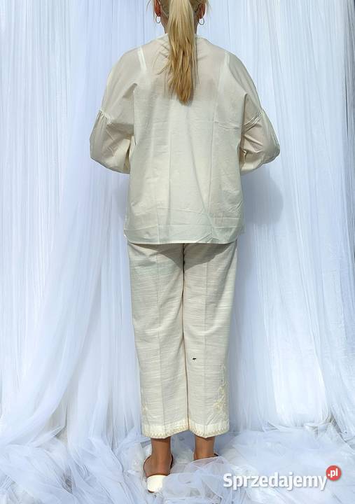 Biała bluzka oversize M 38 L 40 biała haft boho Szczecin