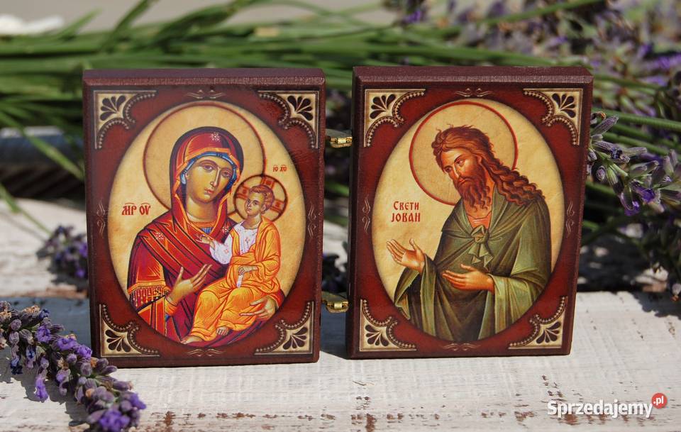 Ikona rozkładana rosyjska Jezus Maryja Józef wielokolorowy lubelskie