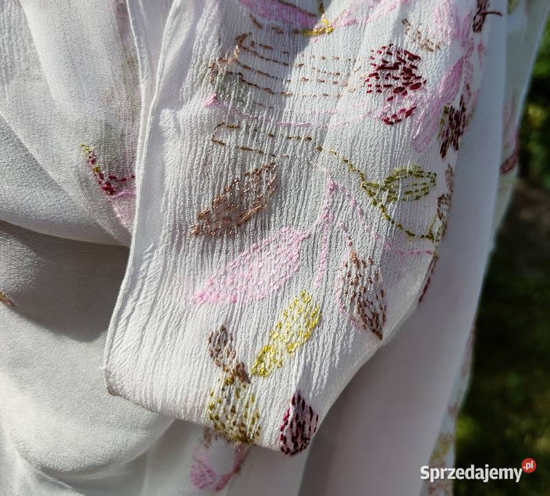 Duża chusta szal dupatta kolorowy haft szyfon zachodniopomorskie Szczecin