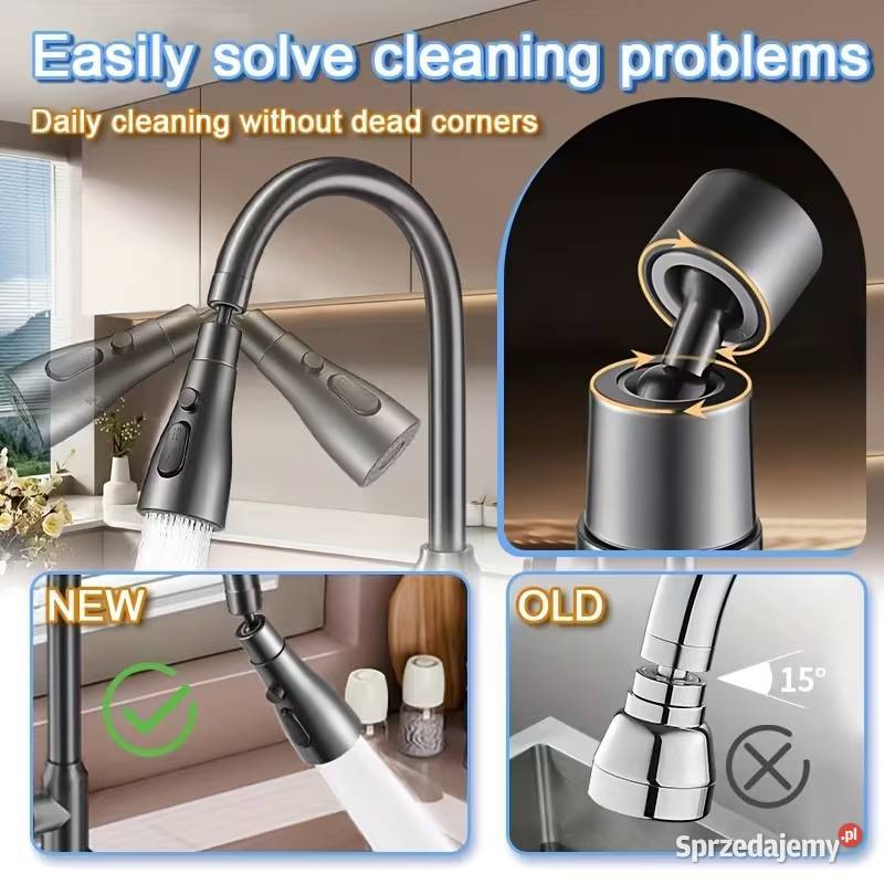 Przedłużka Kranu 3 Tryby Obrotowa Adapter Czarna mazowieckie Płock