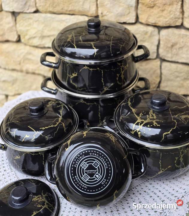 PROMOCAJA 199 Garnki duże emalia czarny marmur Garnki i szybkowary śląskie Zabrze