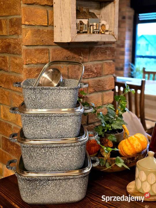 249 Garnki brytfanki marmurkowe czarne szare 4 Zabrze