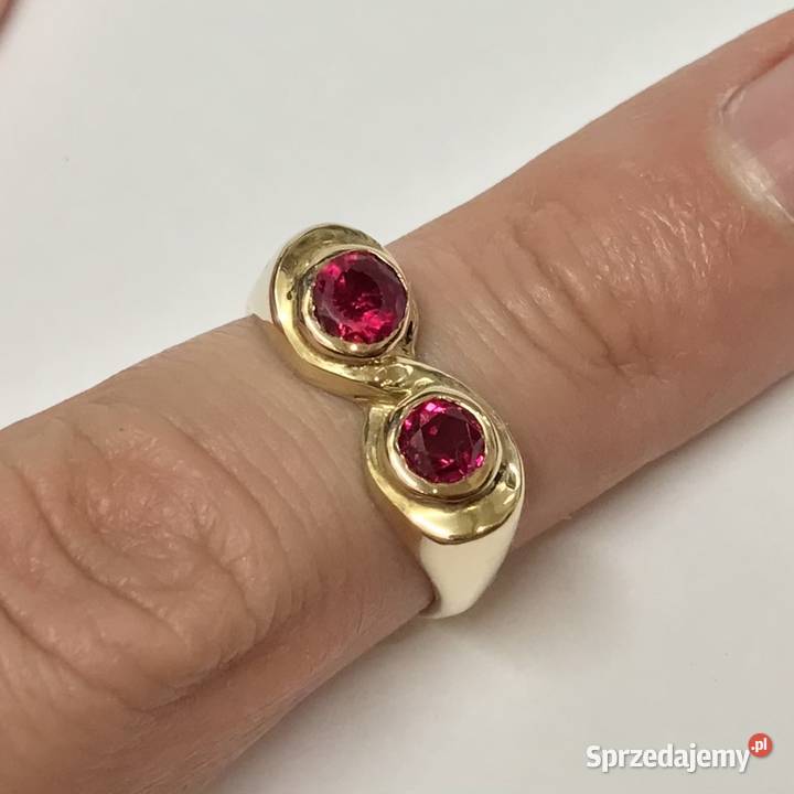 Złoty pierścionek 585 14K Toi et Moi Ty i Ja z