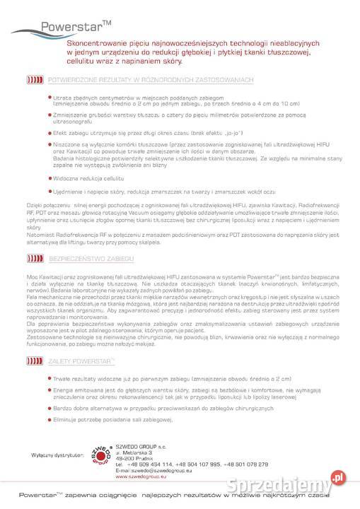 Powerstar endermologia z RF HIFU kawitacja RF Prudnik