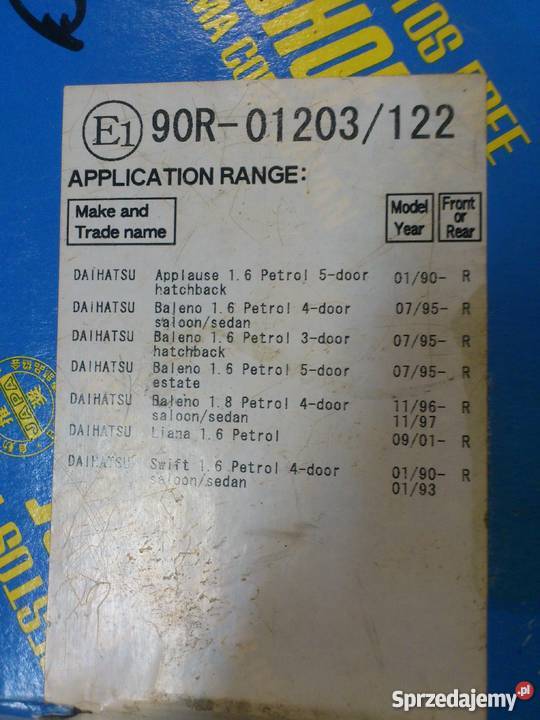 Szczęki hamulcowe DAIHATSU osobowe Gdynia sprzedam