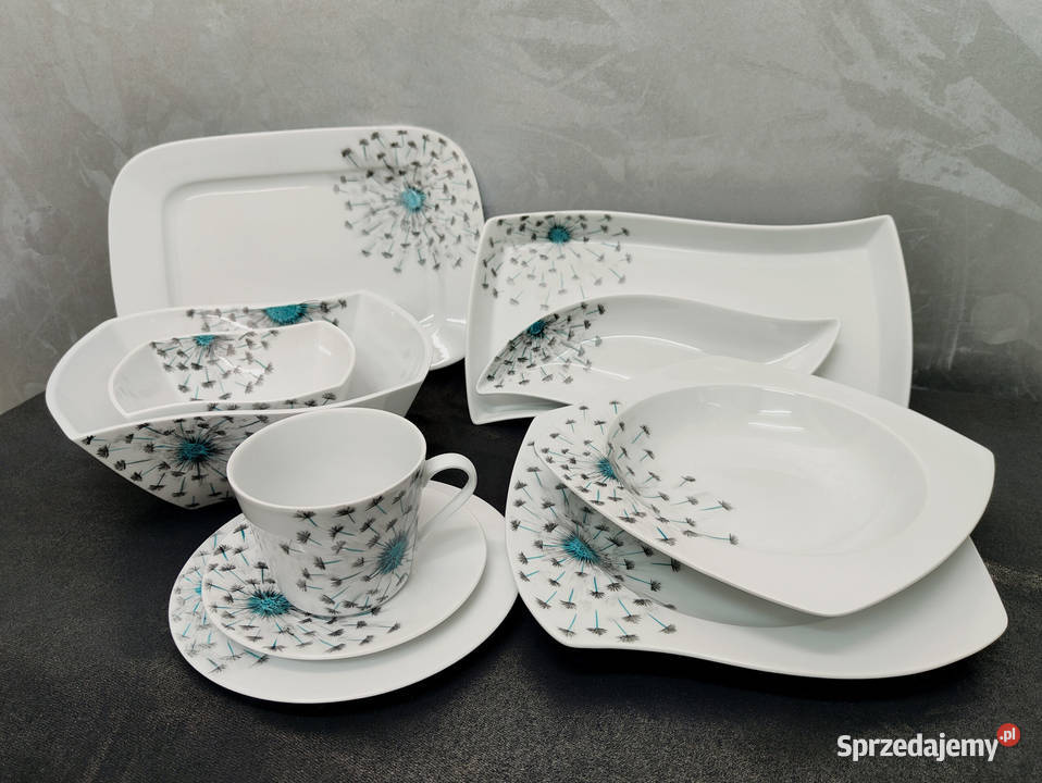 Serwis obiadowo kawowy Dmuchawce porcelana Wałbrzych