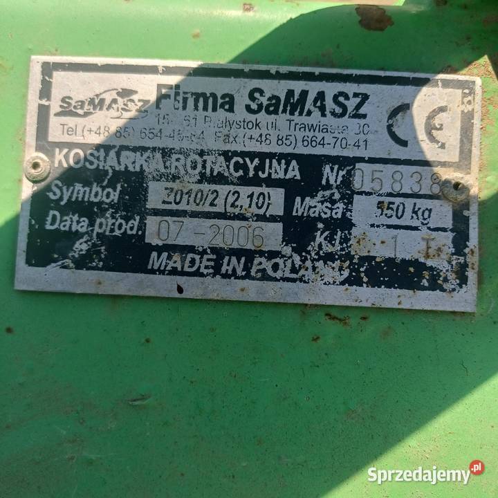 Kosiarka rotacyjna samasz z0102 210m śląskie Twardowice sprzedam