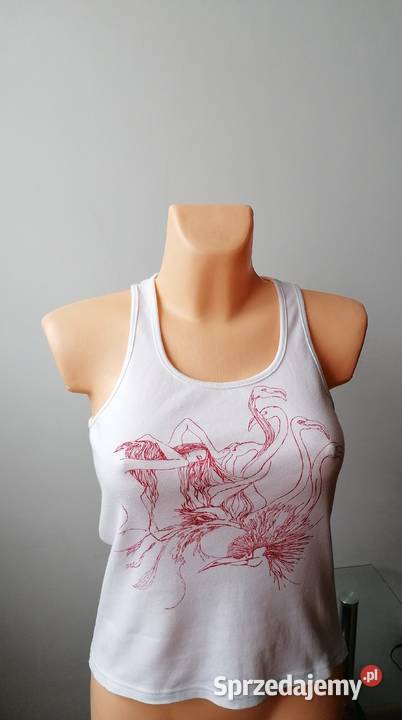 DAMSKI BIAŁY TOP BOKSERKA W FLAMINGI R38 Łódź