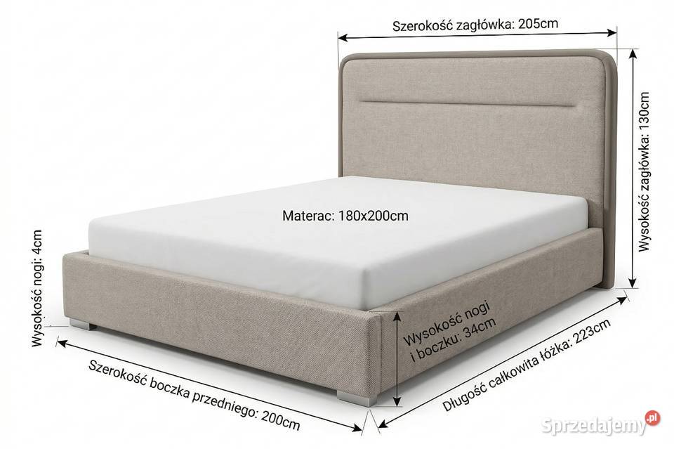 AVANTI łóżko 180x200 beżowe brązowe z 205cm Łóżka Toruń sprzedam