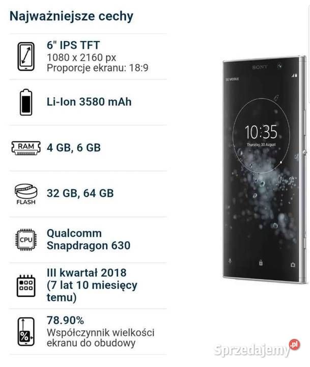 Sony XA2 PLUS dual sim Głogów Małopolski sprzedam