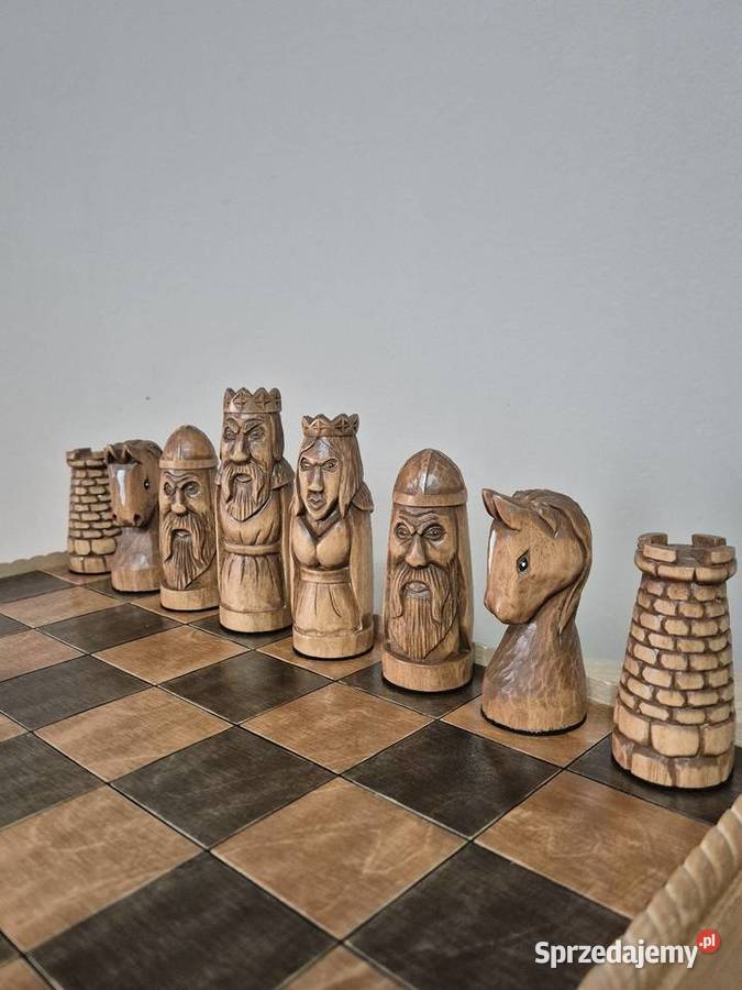 Ręcznie robione szachy z drewna Antyki, Sztuka, Kolekcje Bielsko-Biała