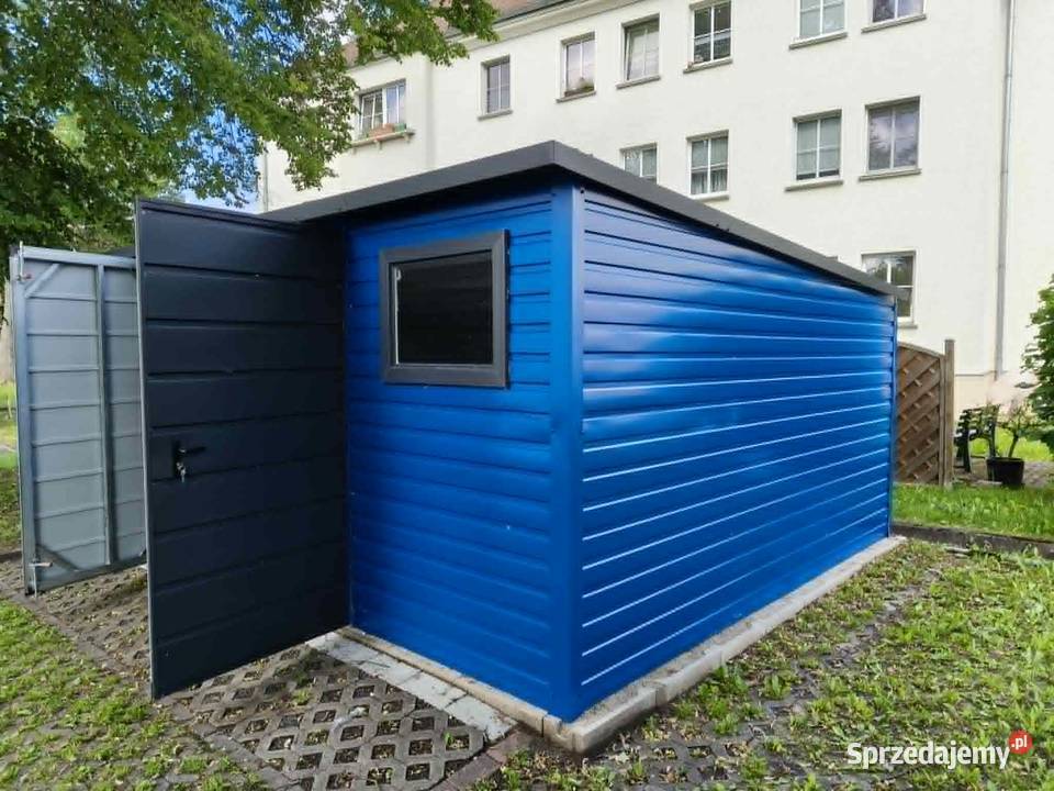 Domek narzędziowy 5x4 blaszany niebieski grafit Opole