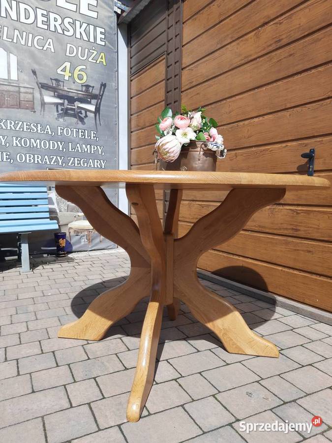 stół w całości dębowy ciekawa noga Stoły