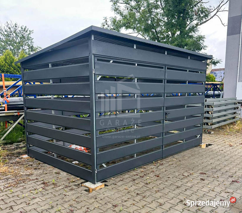 Wiata śmietnikowa 4x2m Antracyt furtka ID1061