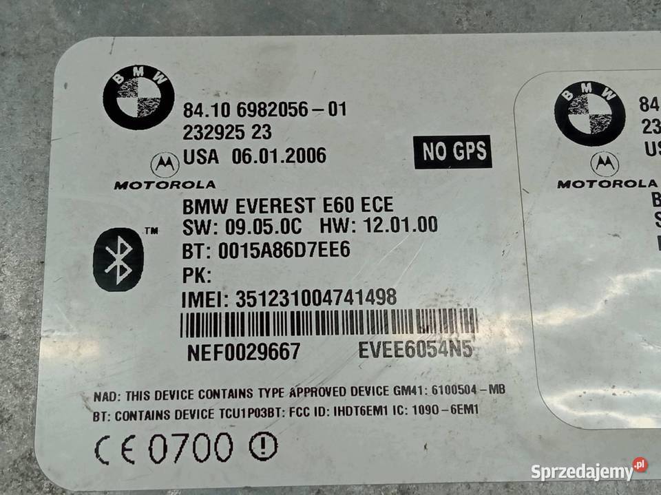 MODUŁ BLUETOOTH 6982056 Bmw Seria 5 V 20032010