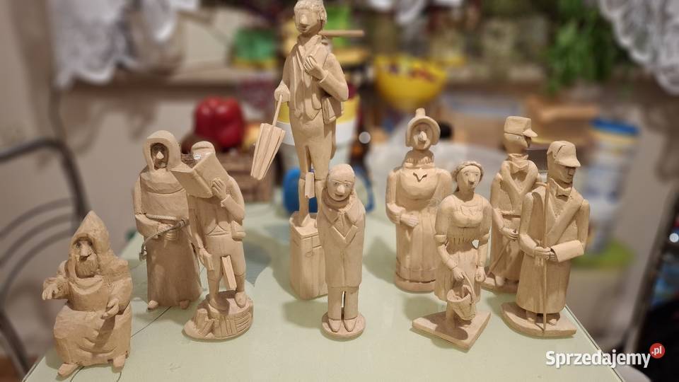 Figurki z drewna 9 sztuk śląskie Chorzów sprzedam