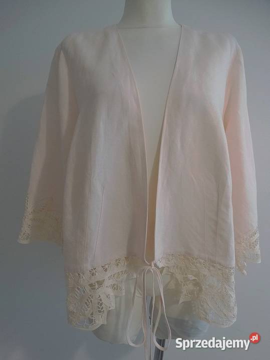 Marynarka Lniana Len Wiskoza Kimono Blezer Rozmiar 50 Łomża