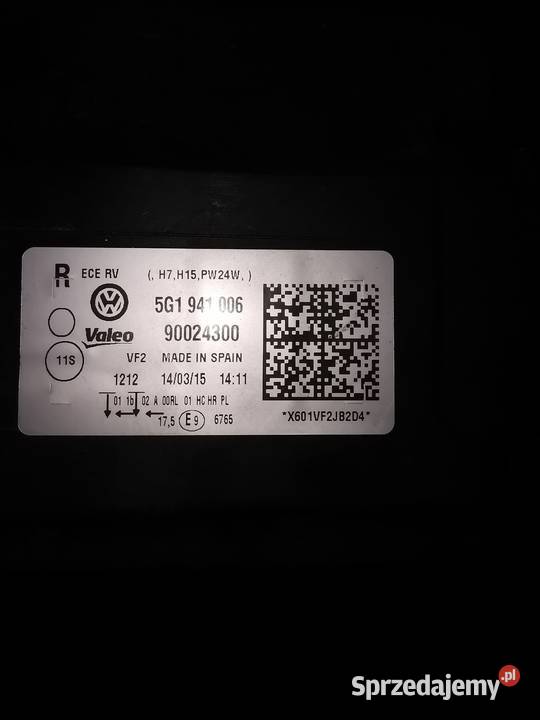 LAMPA PRZEDNIA PRAWA GOLF VII 5G1941006 Europa Prawe Luzino