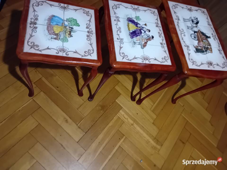 3 piękne stoliki wsuwane w siebie Kafelki Scenki Elbląg