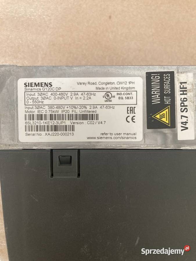 Falownik Siemens Sinamics G120C 075KW PROFIBUS zachodniopomorskie Osieki sprzedam