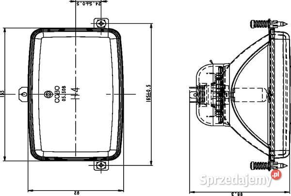 Element optyczny reflektora prostokątny 165x963 małopolskie Kamionna