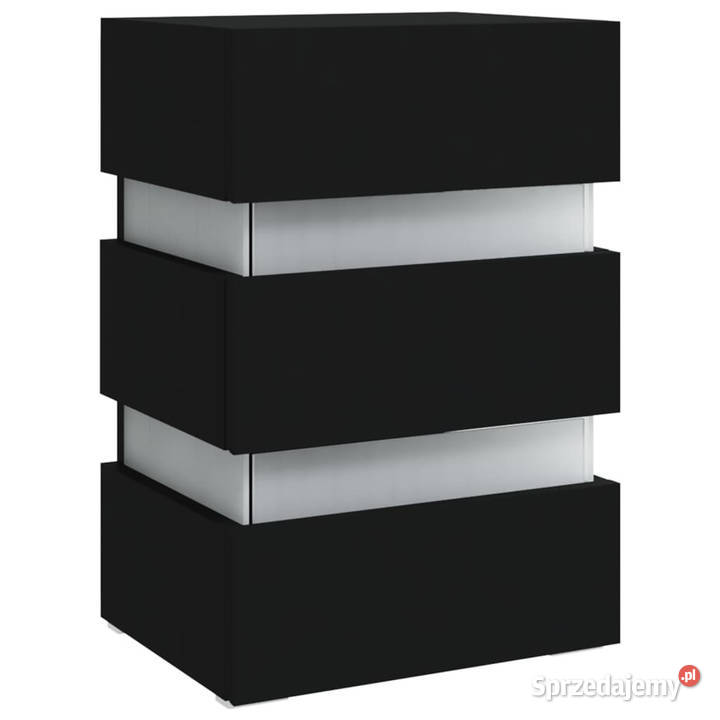 Szafka nocna z LED czarna 45x35x67 materiał Warszawa