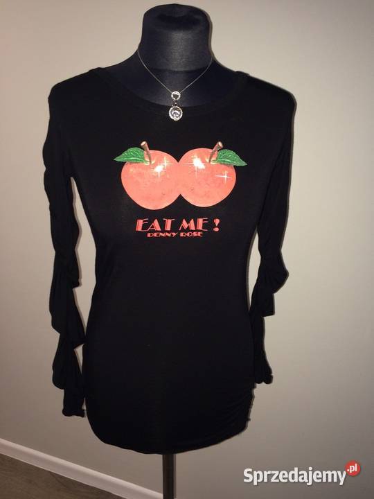 Czarna włoska bluzka wiskoza Denny Rose jabłko Nisko