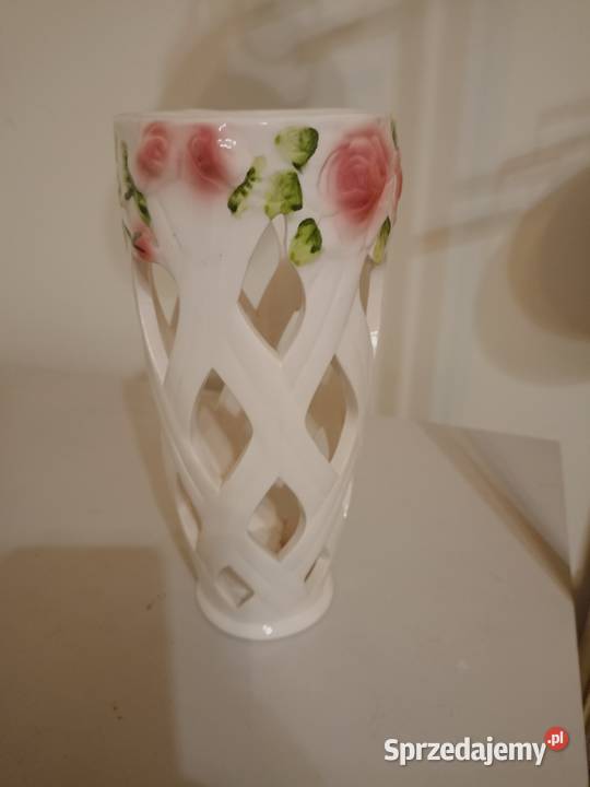 NOWY Ażurowy Wazon Ceramiczny z Różami Pleciony Warszawa