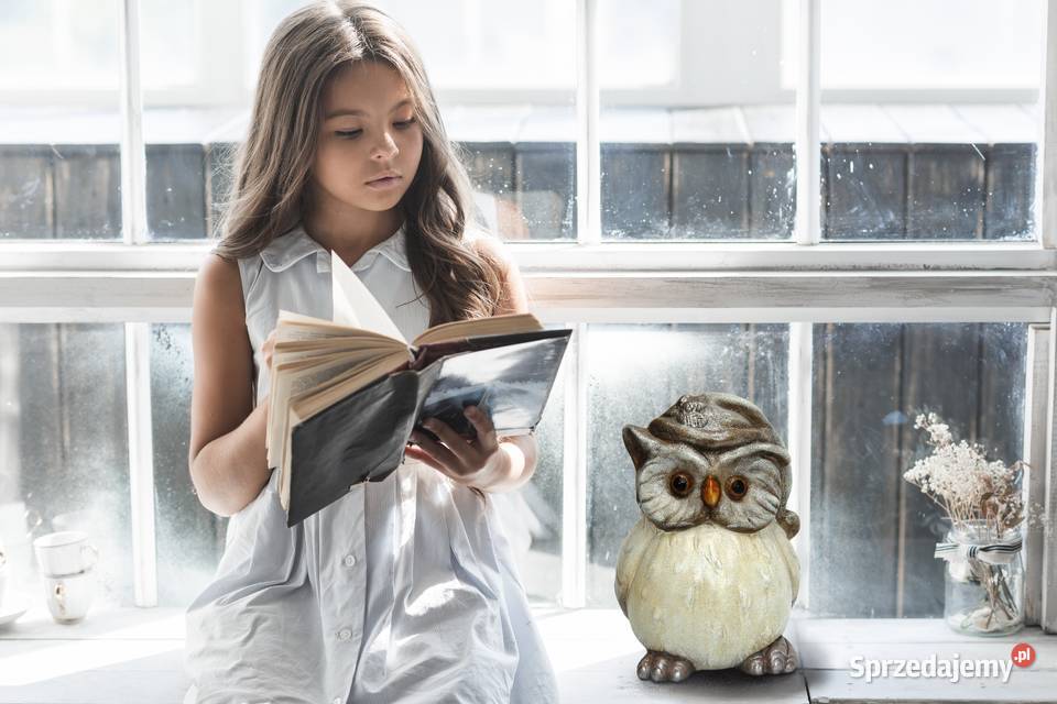 Sowa puchacz Mikołaj duża ceramiczna figurka wielokolorowy