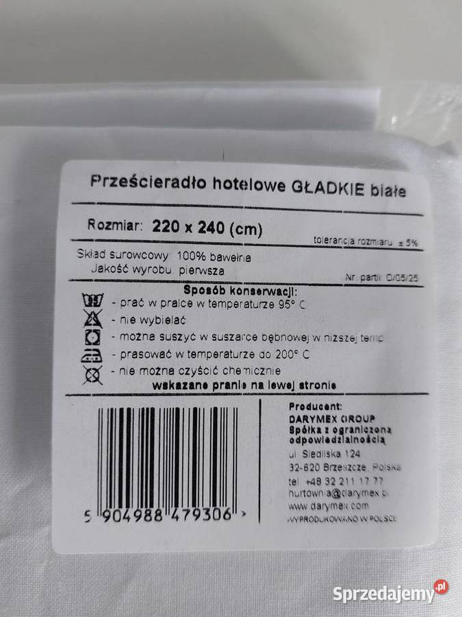 prześcieradło bawełniane 220x240 białe gładkie biały Poznań