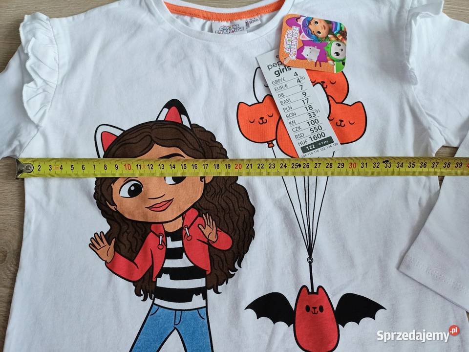 Bluzka koszulka dziewczęca na długi rękaw biała mazowieckie Płock