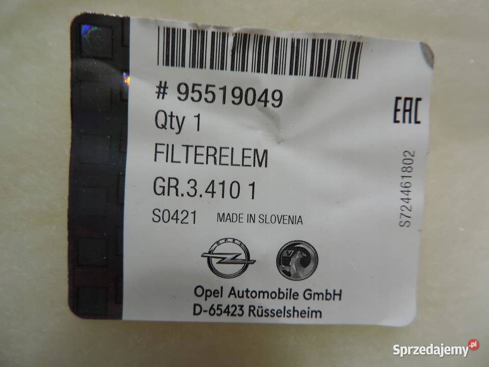 Filtr powietrza 95519049 OPEL Vivaro A NOWY Części samochodowe