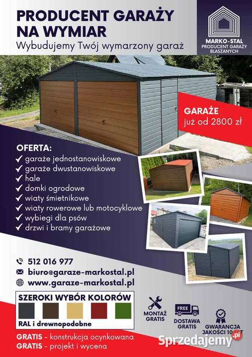 PRODUCENT montaż i transport Garaż blaszany hala
