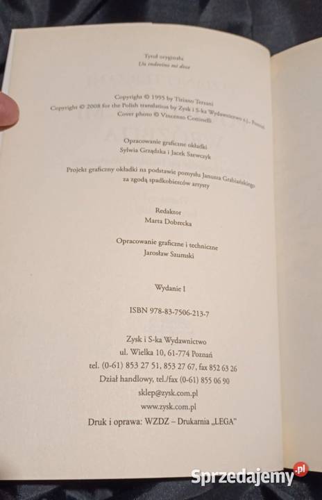 Powiedział mi wróżbita Tiziano Terzani ISBN 9788375062137 Poznań