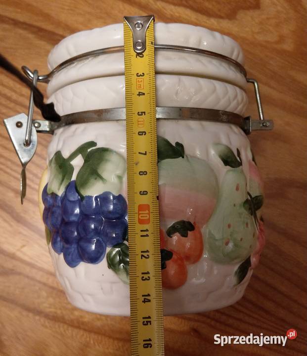 Duży ceramiczny słoik wek z klipsem owoce wielokolorowy Warszawa sprzedam