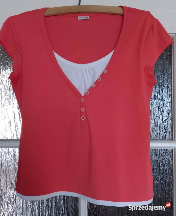 BLUZKA dekolt V rękawki motylek warstwowa Poznań