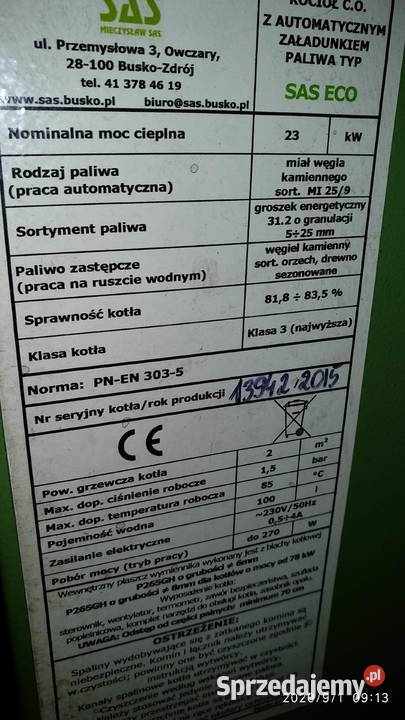 Piec SAS ECO 23 kW Pozostałe
