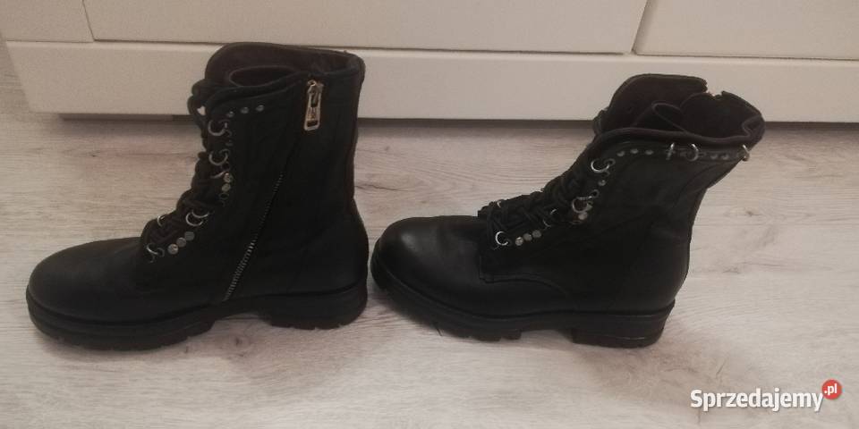 Czarne buty skórzane 36 CZEŚĆ firmy AS 98 Moda i Styl