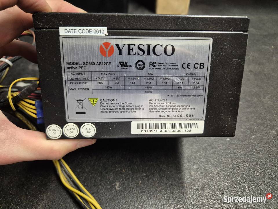 Zasilacz modularny Yesico SilentCool SC560AS12CF Ruda Śląska