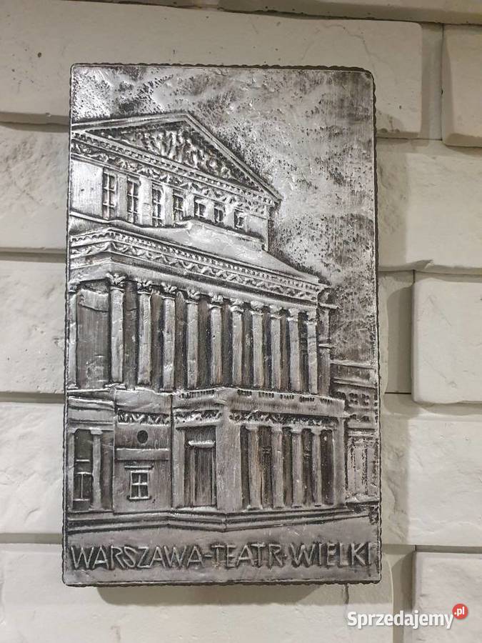 Warszawa płaskorzeźba retro plakieta drewnometal Solnica