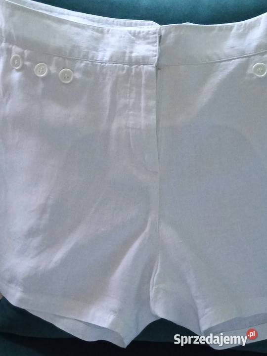 BIAŁE LNIANE SPODENKI DAMSKIE 42r Piła